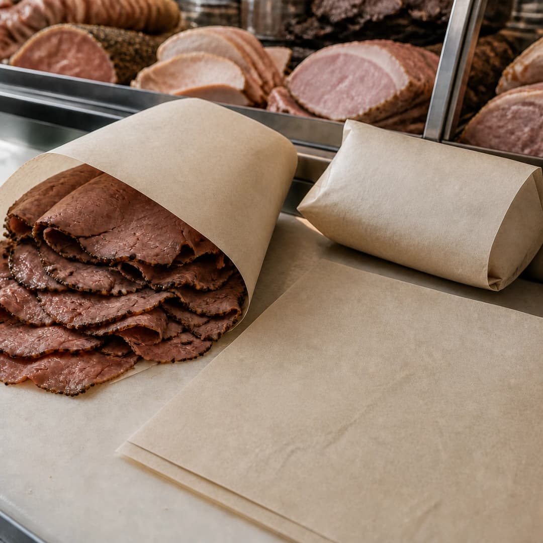 Unbranded greaseproof wrapping paper for bakery and takeaway food