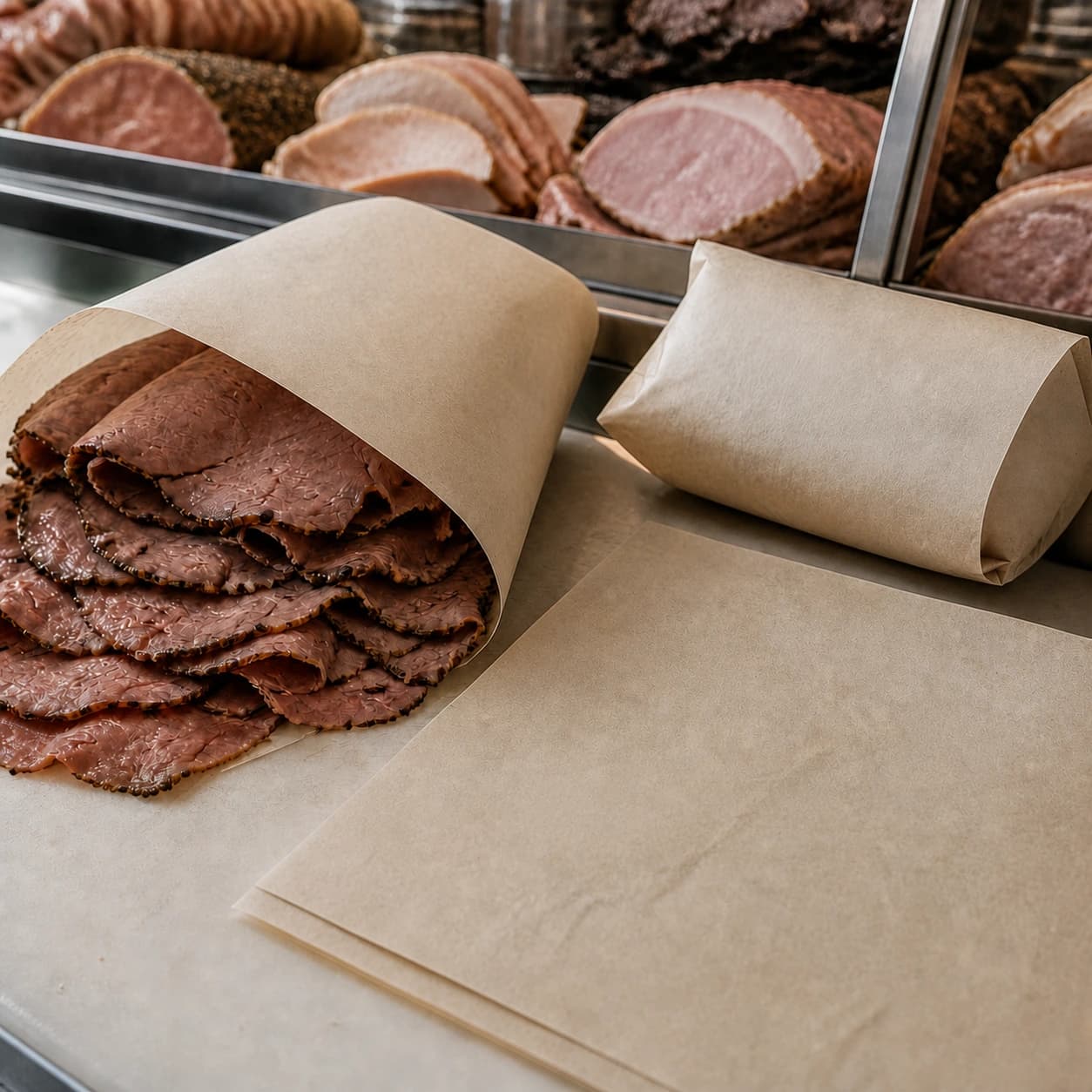 Unbranded greaseproof wrapping paper for bakery and takeaway food