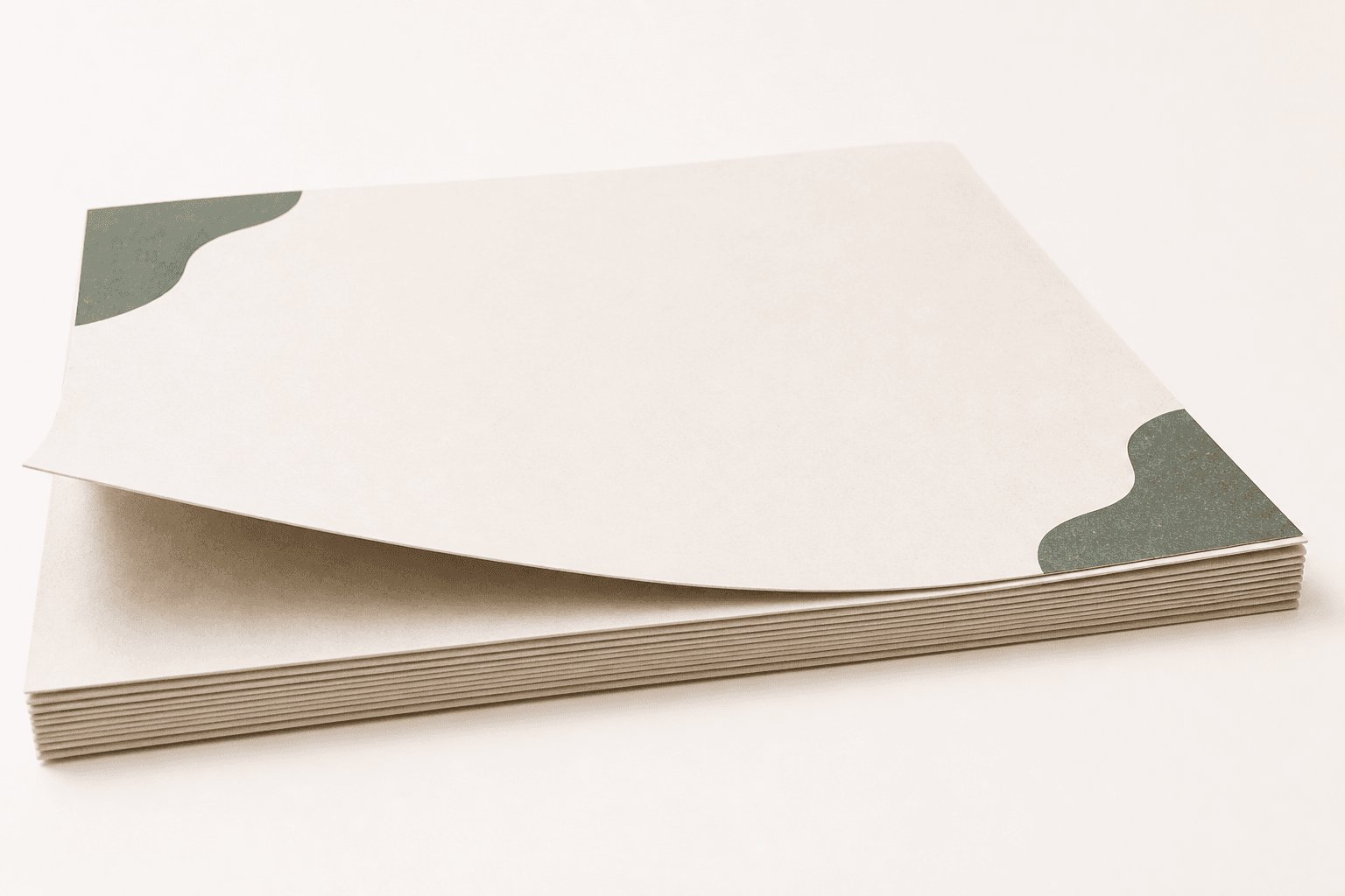 Illustrative stack of custom printed paper placemat sheets prepared for restaurant table service